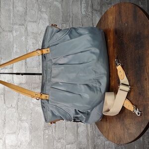 Taipei Nylon/Leather Tote Bag Detachable Shoulder Strap